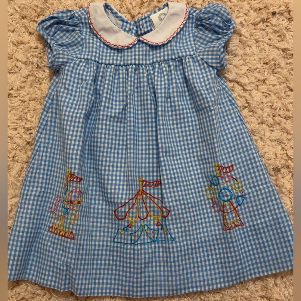Blue Gingham Dress with Fair/Festival Embroidery